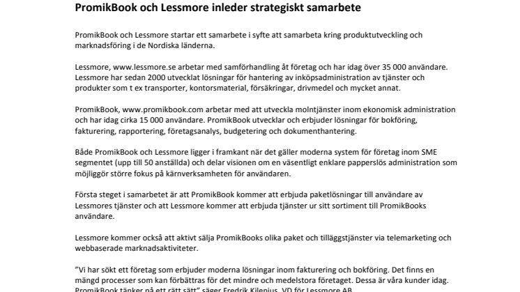 PromikBook och Lessmore inleder strategiskt samarbete