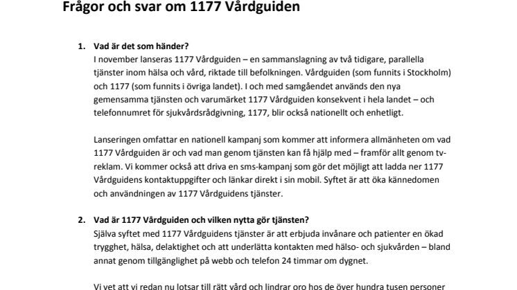 Frågor och svar om 1177 Vårdguiden