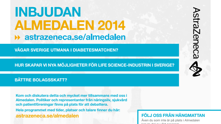 Inbjudan till AstraZenecas seminarier i Almedalen 2014