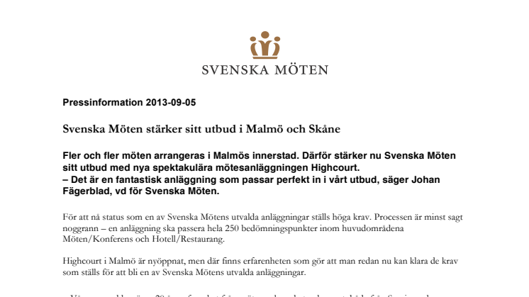 Svenska Möten stärker sitt utbud i Malmö och Skåne
