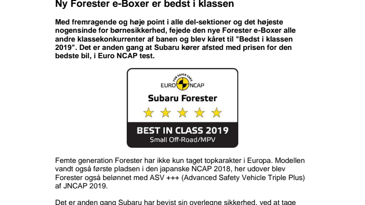 Ny Forester e-Boxer er bedst i klassen