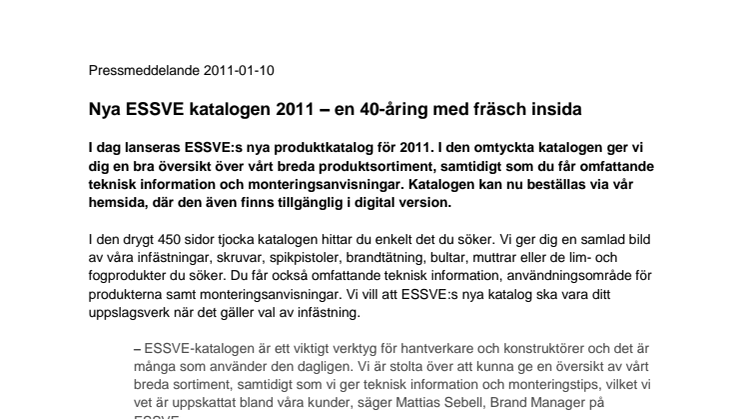 Nya ESSVE katalogen 2011 – en 40-åring med fräsch insida