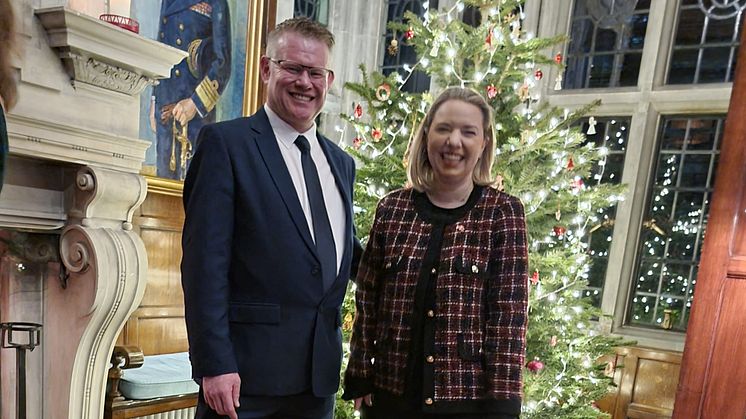 Victoria Braathen, NSC UK Director with Andrew Crook, NFFF President at Norwegian Embassy in UK