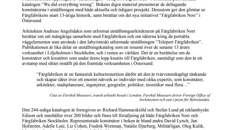 "We did everything wrong" katalogen om Färgfabrikens historia är här!