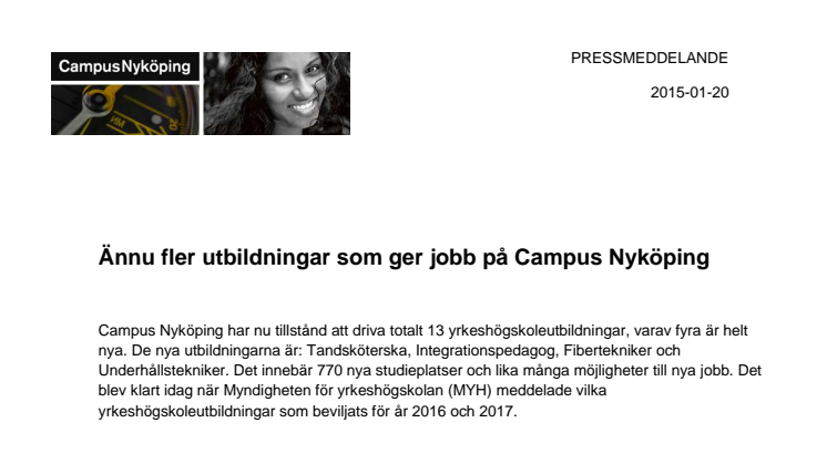 Ännu fler utbildningar som ger jobb på Campus Nyköping