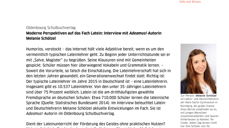 Moderne Perspektiven auf das Fach Latein: Interview mit Adeamus!-Autorin Melanie Schölzel 