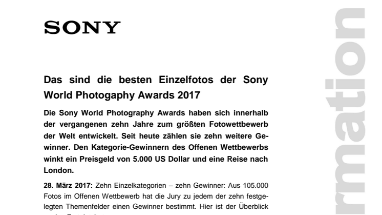 Das sind die besten Einzelfotos der Sony World Photogaphy Awards 2017