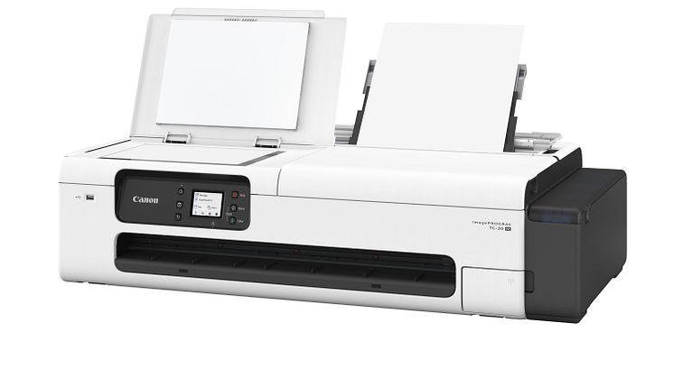 Canon lanserer imagePROGRAF TC-20M, en fullfarge (CMYK), storformat skrivebordsskriver med A4-planskanner.