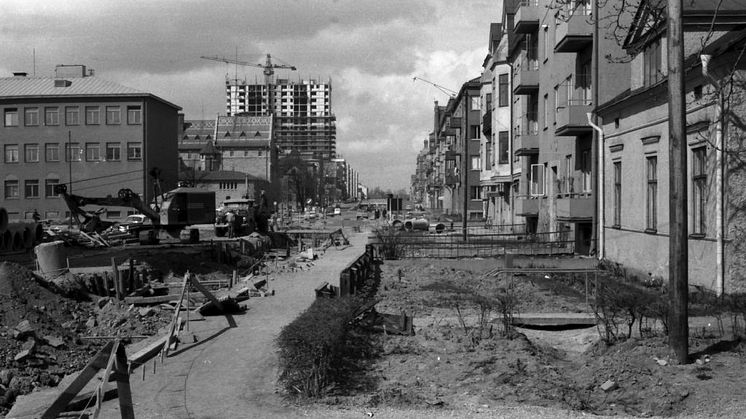 Gatuarbete på Rudbecksgatan 1962_Örebro stadsarkiv