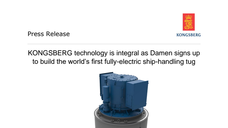 KONGSBERG technology is integral as Damen signs up to build the world’s first fully-electric ship-handling tug