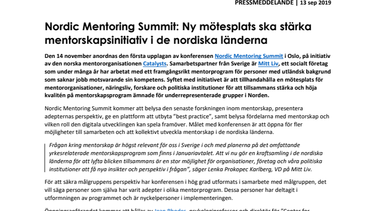 Nordic Mentoring Summit: Ny mötesplats ska stärka mentorskapsinitiativ i de nordiska länderna