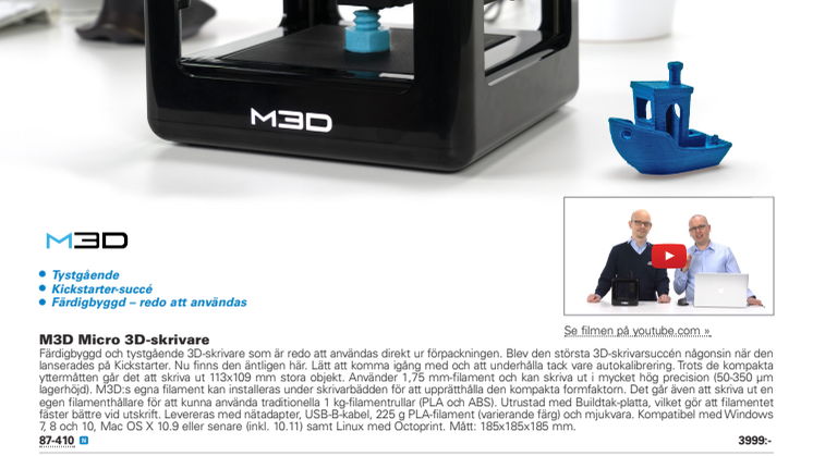 Produktsida om M3D Micro