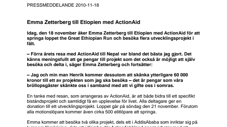 Emma Zetterberg till Etiopien med ActionAid 