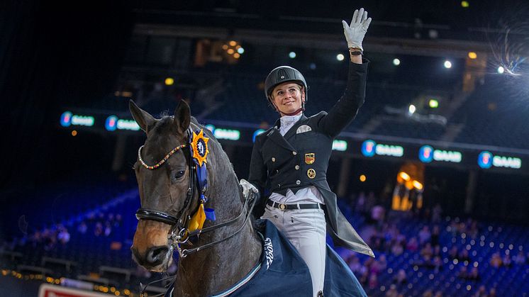 Jessica von Bredow-Werndl (GER) and Tsf Dalera BB takes the Grand Prix win in Saab Top 10 Dressage. Photo credit: Roland Thunholm/SIHS