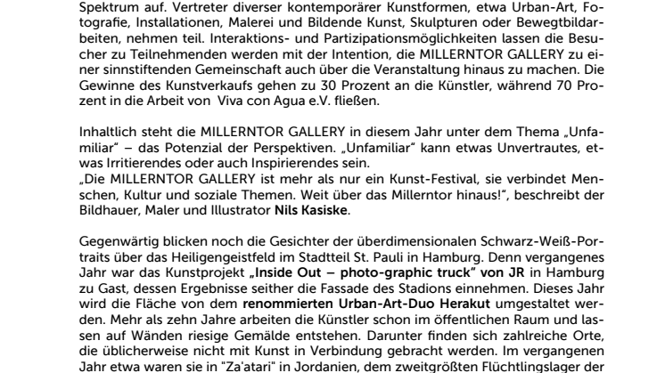 MILLERNTOR GALLERY #5 „Unfamiliar“ - Zeitgenössisches internationales Kulturfestival im Stadion des FC St.Pauli mit Herakut und Clemens Behr
