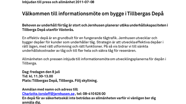 Välkommen till informationsmöte om bygge i Tillbergas Depå