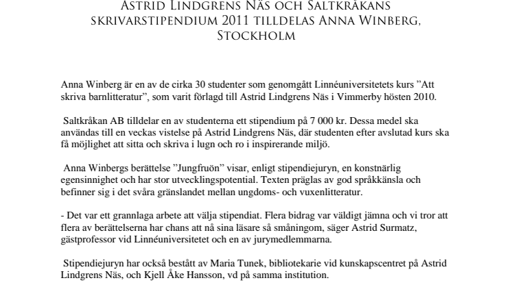 Astrid Lindgrens Näs och Saltkråkans Skrivarstipendium
