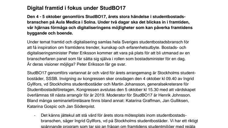 Digital framtid i fokus under StudBO17-dagarna