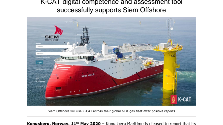 K-CAT digital competence and assessment tool successfully supports Siem Offshore