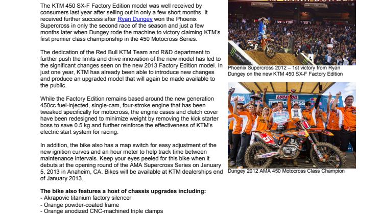 KTM släpper ny 2013 450 SX-F FACTORY EDITION!
