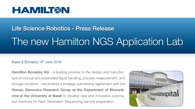 The new Hamilton NGS Application Lab