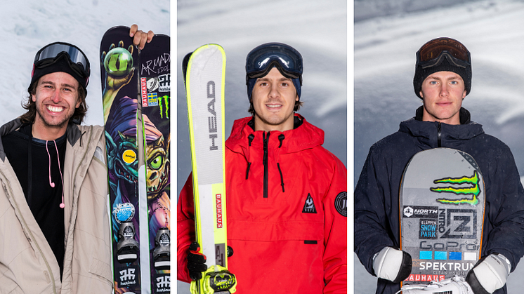 Henrik Harlaut, Jesper Tjäder och Sven Thorgren försvarar de svenska färgerna under X-games i Aspen. Foto: Daniel Bernstål.