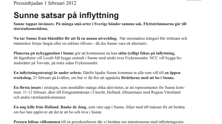 Sunne satsar på inflyttning