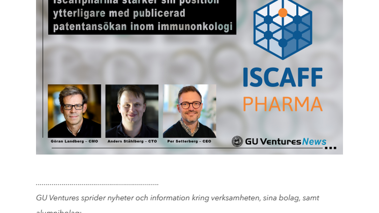 Iscaffpharma stärker sin position ytterligare med publicerad patentansökan inom immunonkologi.pdf