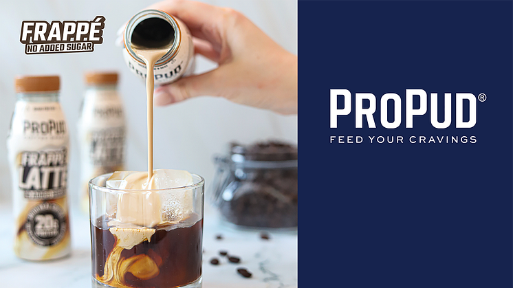 ProPud Frappé är tillbaka, laddad med äkta kaffe, högt proteininnehåll och inget tillsatt socker.