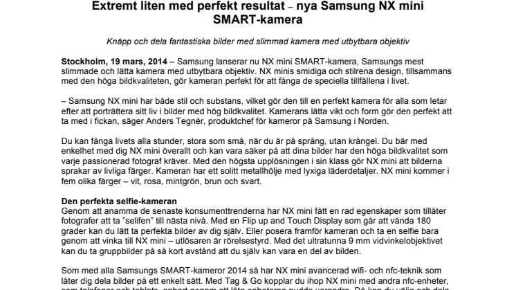Extremt liten med perfekt resultat – nya Samsung NX mini  SMART-kamera