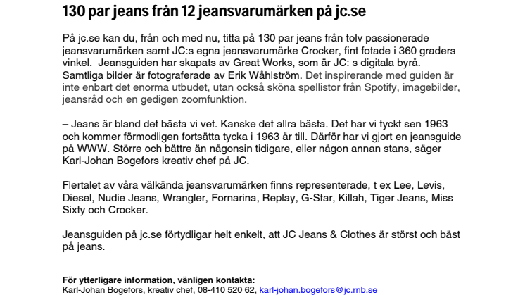 130 par jeans från 12 jeansvarumärken på jc.se