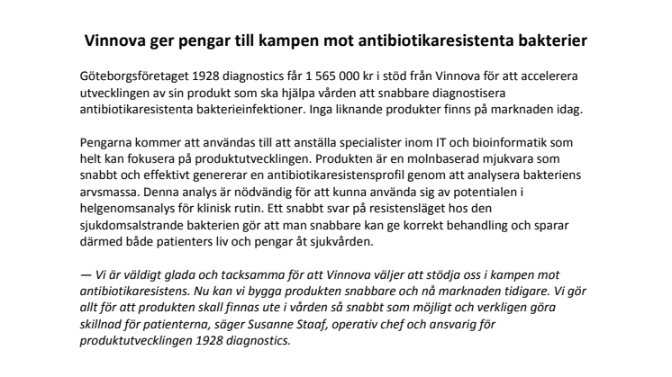 Vinnova ger pengar till kampen mot antibiotikaresistenta bakterier