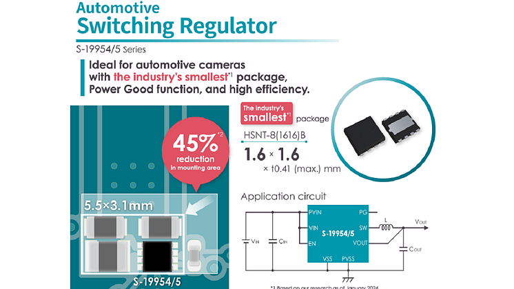 ABLIC Launches the S-19954/5 Series of Automotive Step-down Switching Regulators Operating at 5.5V and with a 1A Output in the Industry’s Smallest Package
