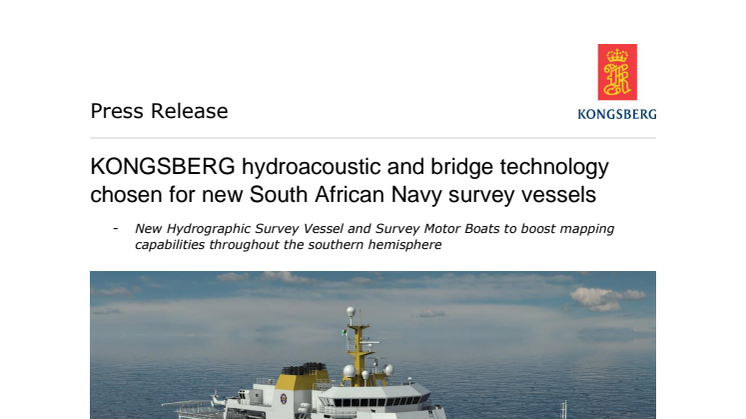 KONGSBERG hydroacoustic and bridge technology chosen for new South African Navy survey vessels