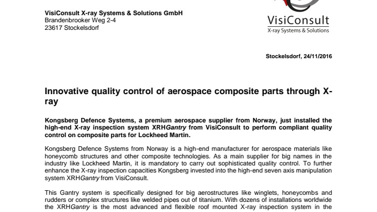 Innovative quality control of aerospace composite parts through X-ray