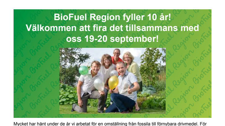 BioFuel Regions 10-årsjubileum - inbjudan!