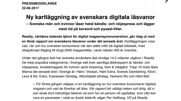 Ny kartläggning av svenskars digitala läsvanor 