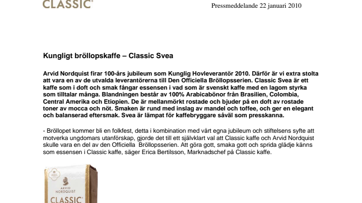 Kungligt bröllopskaffe - Classic Svea