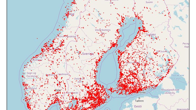 Kartbild över inrapporterade flyttfåglar