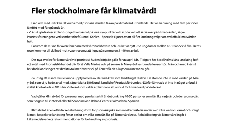 Fler stockholmare får klimatvård!
