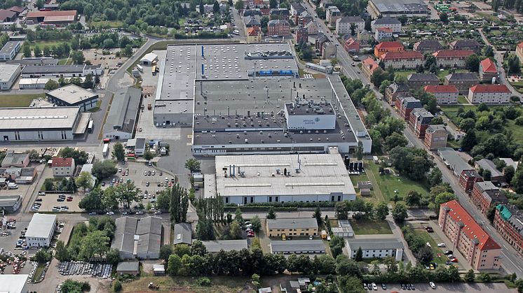 Aerial shot of the Johnson Controls battery plant in Zwickau