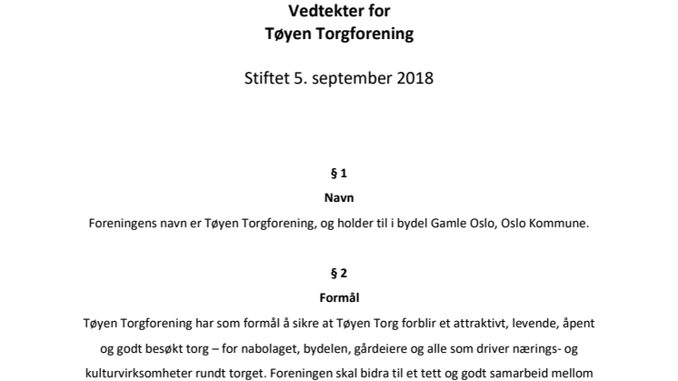 Vedtekter for Tøyen Torgforening