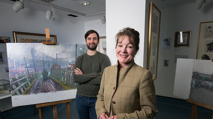 Professor Jean Brown and PhD student Lucas Ferguson-Sharp at Northumbria University's Gallery North - home to the Cornish Revealed exhibition