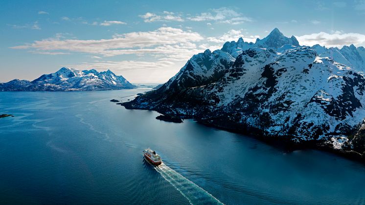SAILING INTO THE FUTURE: MS Richard With in Raftsundet, Norway. PHOTO: Trym Ivar Bergsmo. 