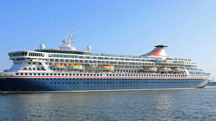 Fred. Olsen Cruise Lines’ 'Balmoral' at the Port of Tyne, Newcastle on 21st April 2019. Copyright: R. Whitelaw 2019.