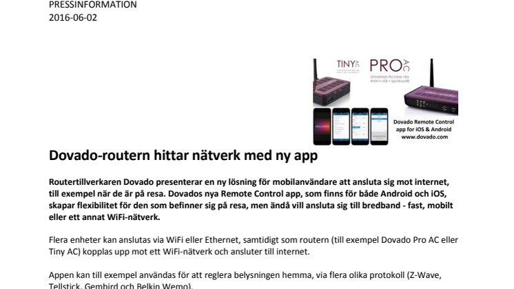 Dovado-routern hittar nätverk med ny app