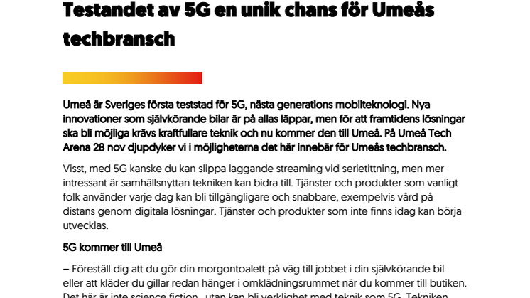 Testandet av 5G en unik chans för Umeås techbransch