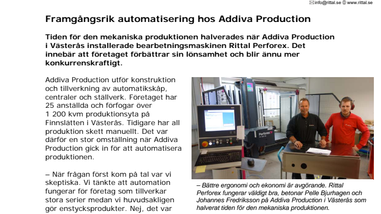 Framgångsrik automatisering hos Addiva Production