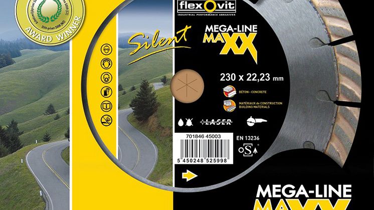 Mega-Line MaXX Silent: Ljuddämpad diamantklinga från Flexovit - Förpackning