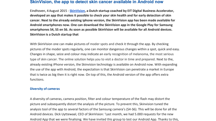 SkinVision, the app to detect skin cancer available in Android now